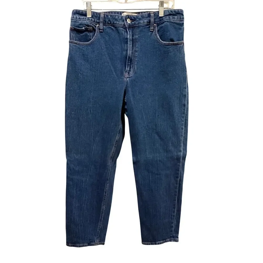 Abercrombie & Fitch High Rise Mom Jeans Medium Wash Cropped Size 31 (12) - Picture 2 of 6